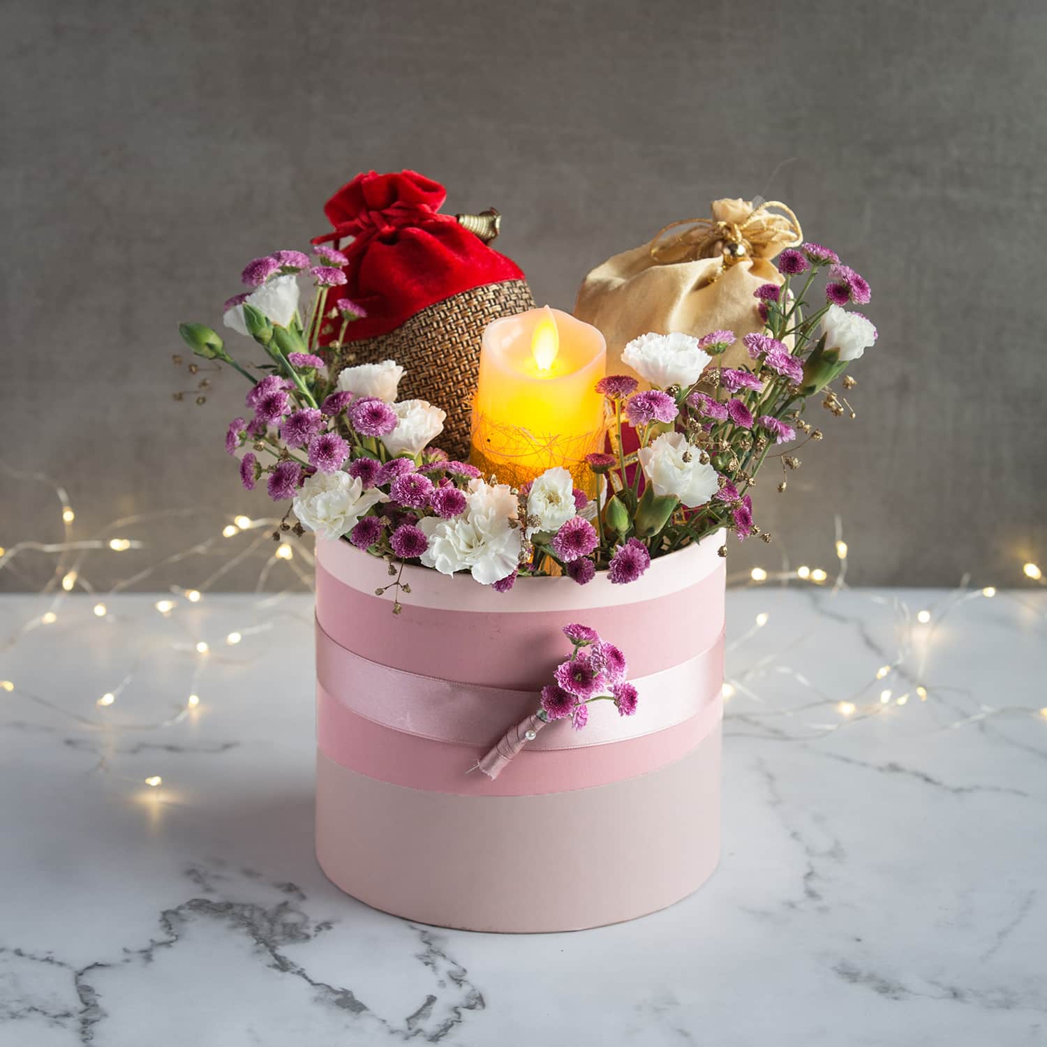 andmary Lora flower mini set up pink Petite Flowers In A Box 